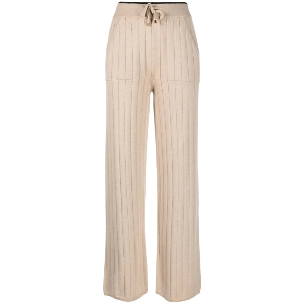 Lorena Antoniazzi, Byxor, Dam, L, Nylon, Beige Ull Silke Strikkede Bukser
