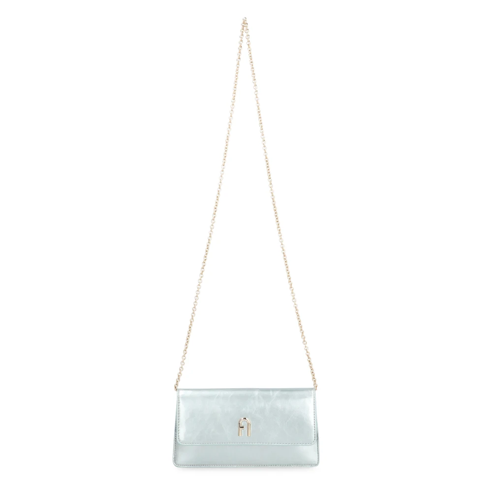 Furla Diamante Leren Clutch met Kettingband Blue Dames