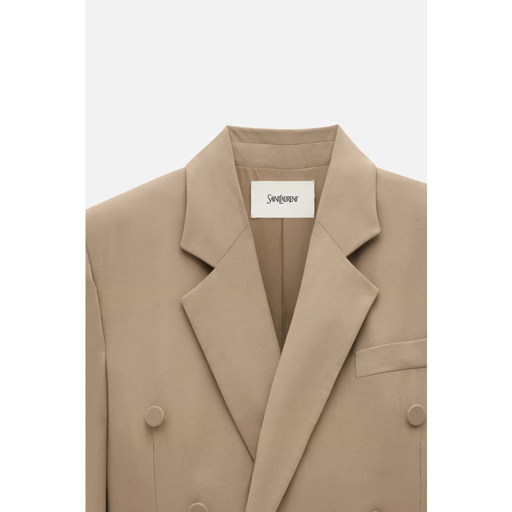 Saint Laurent Beige Zijden Oversized Jas Beige Dames