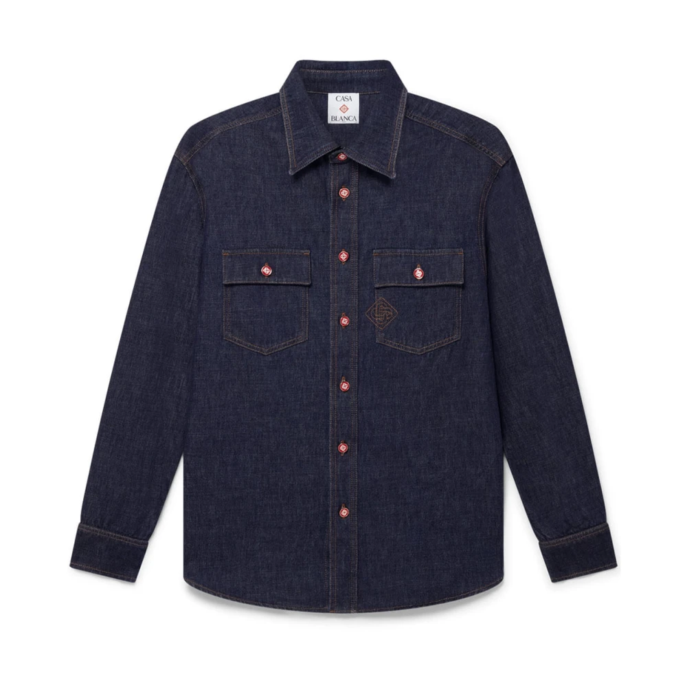 Casablanca Men's Blue Stylish Cotton Shirt For