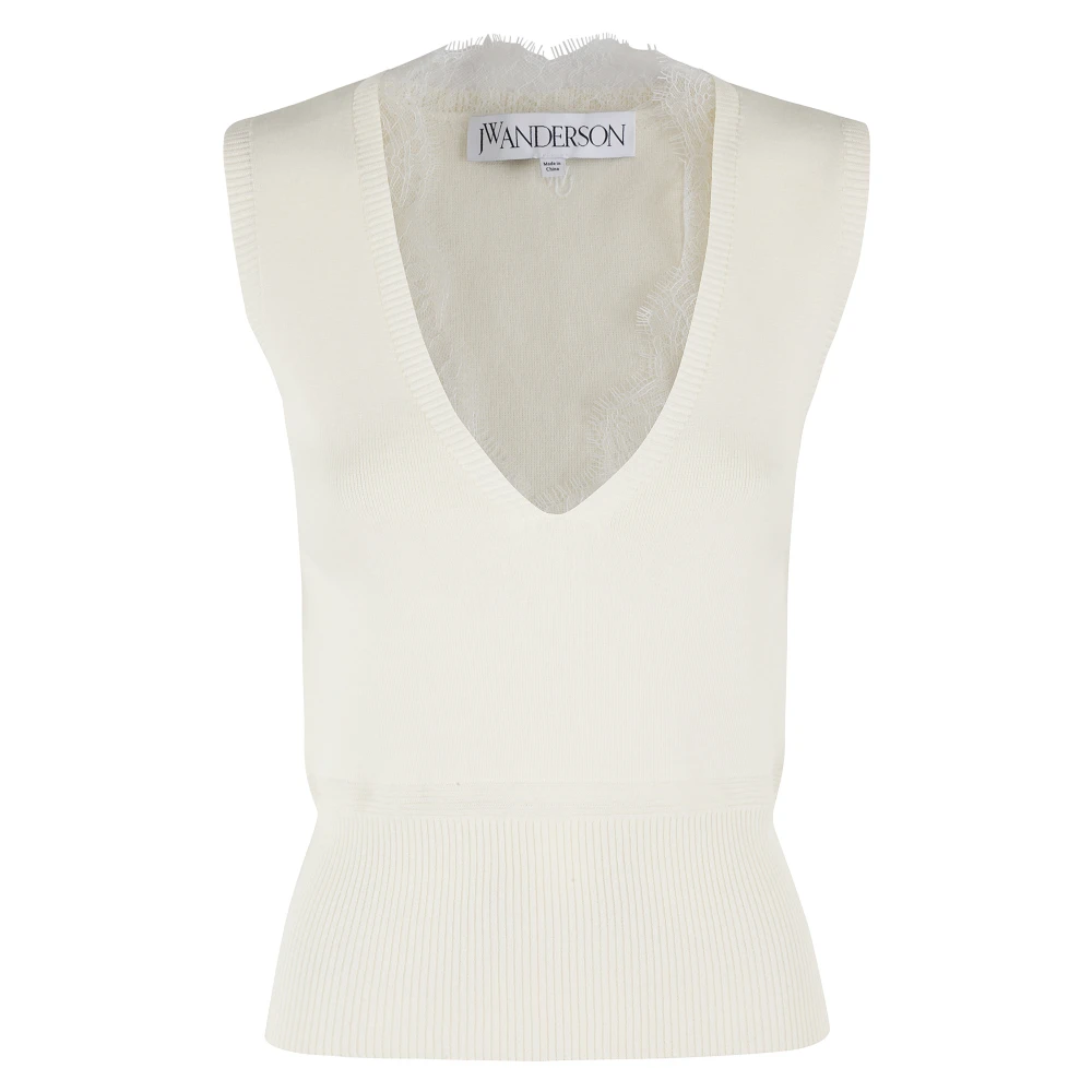 JW Anderson V-hals kant trim top White Dames
