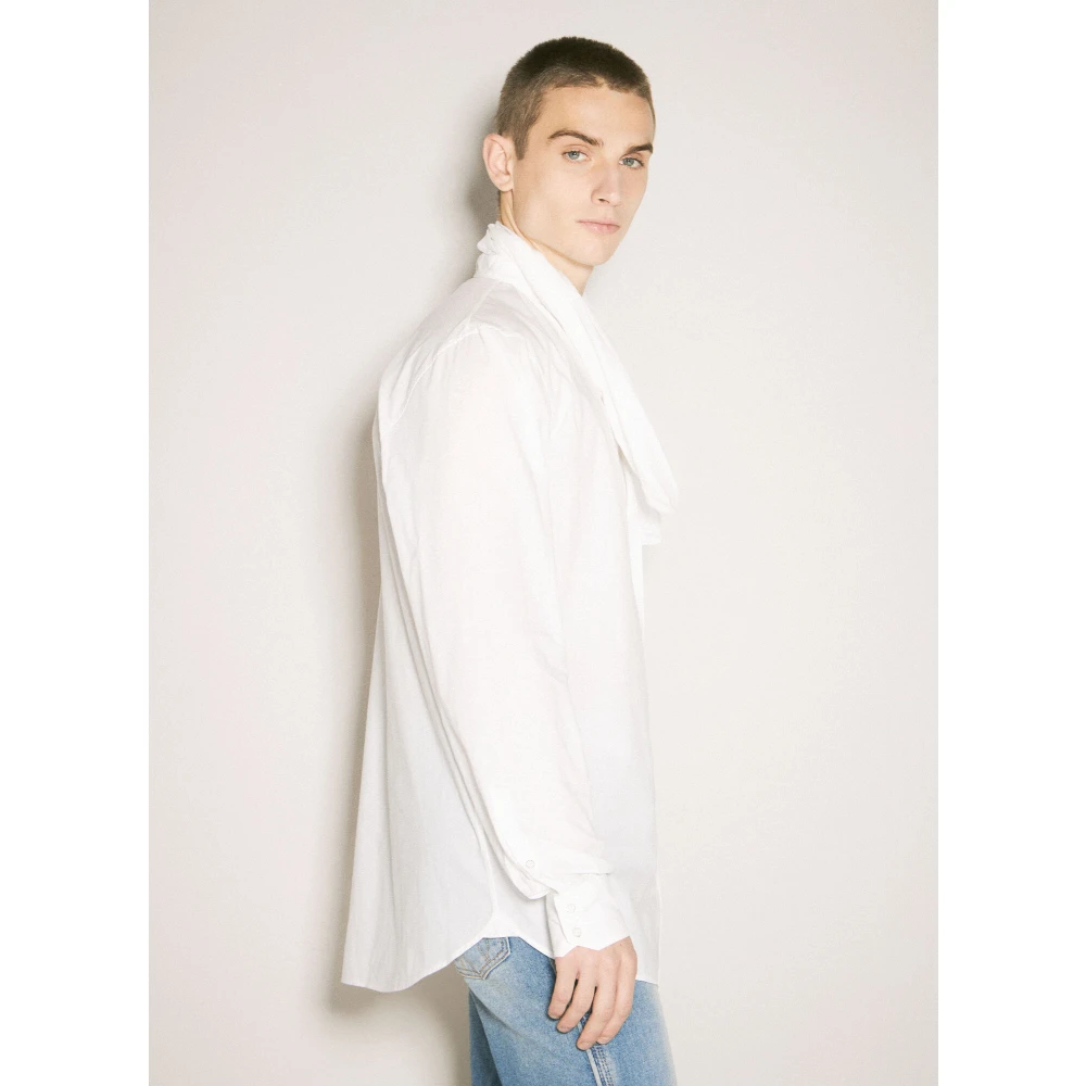 Vivienne Westwood Katoenen Shirt met Zelfstrik Strik Kraag White Heren