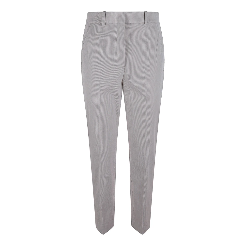 Incotex Women's Gray Slim-Fit Trousers, 2XS, Brown Striped Cotton Stretch Trousers