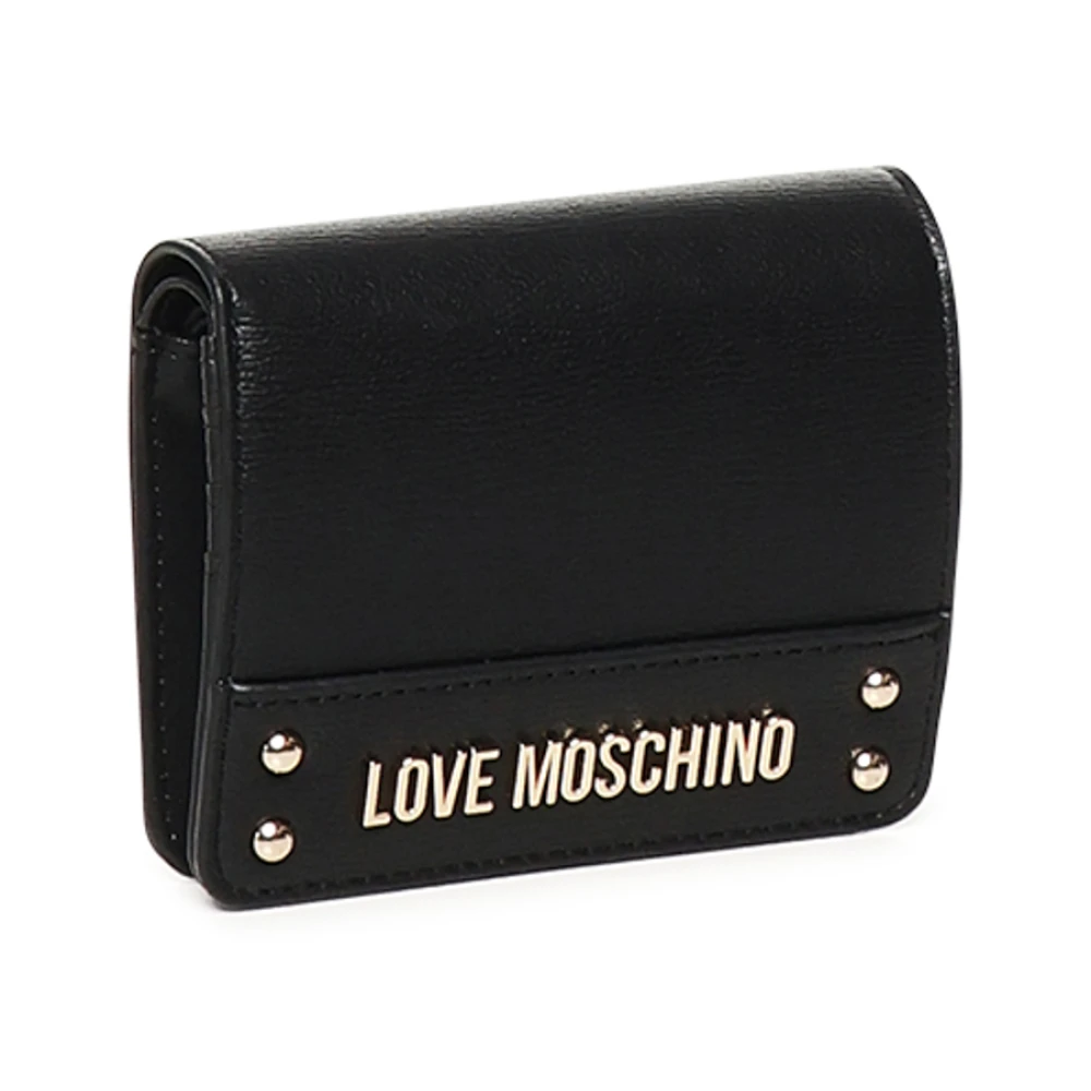 Love Moschino Zwarte Portemonnee met Gouden Logo Black Dames