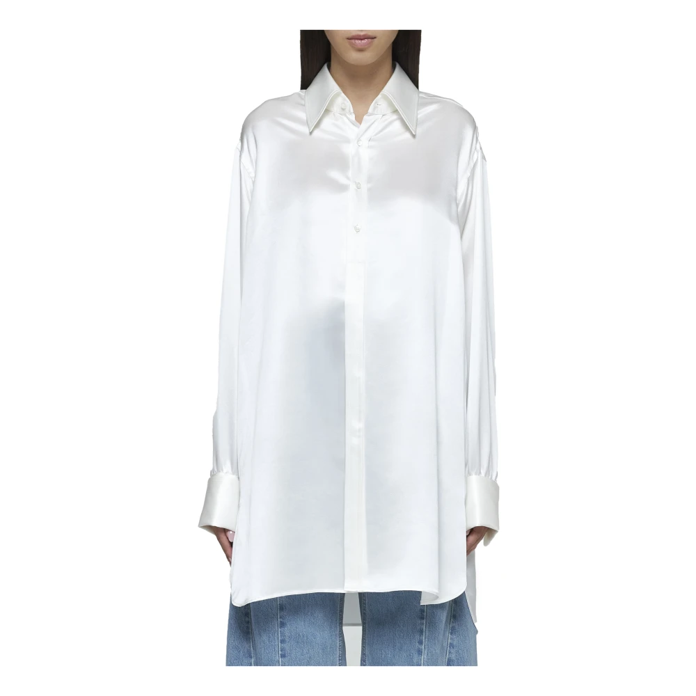 Maison Margiela Zijden Off-White Overhemd met Manchetknopen White Dames