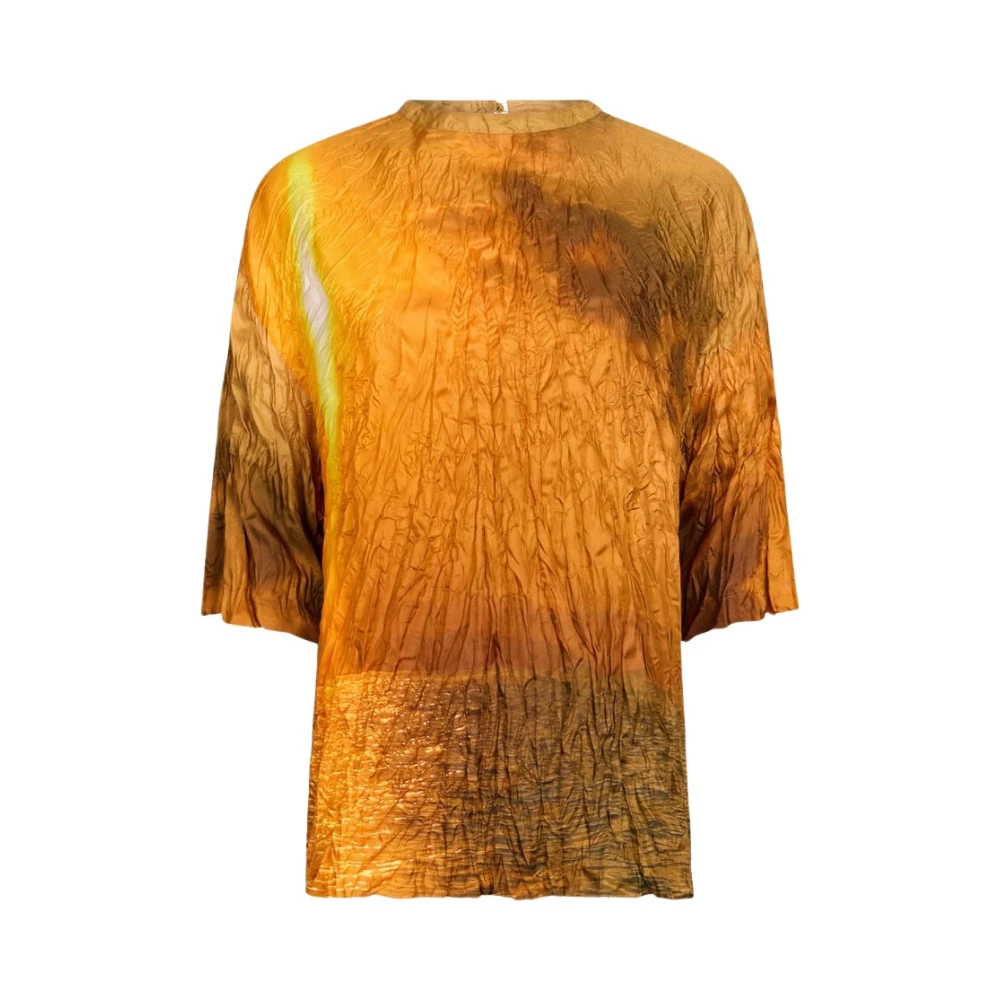 Roberto Cavalli Orange Blouses, Female, M, Sunset Print T-Shirt