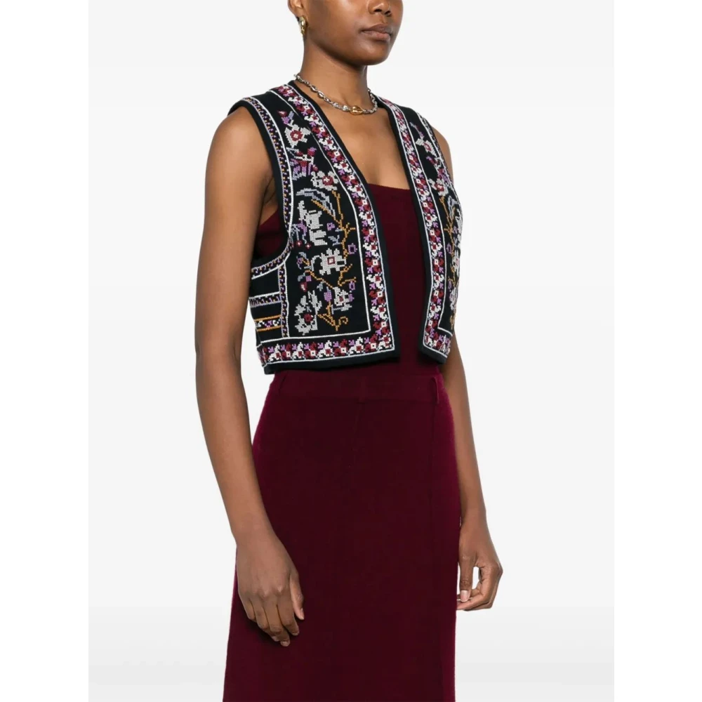 BA&SH Geborduurde Kruissteek Blauwe Top Multicolor Dames