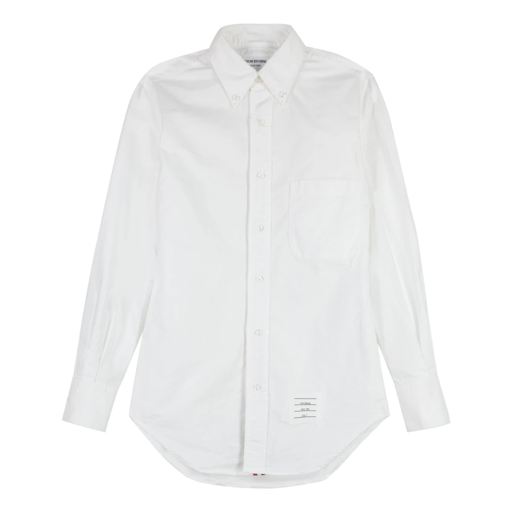Thom Browne Men's White Button-Down Collar Cotton Shirt