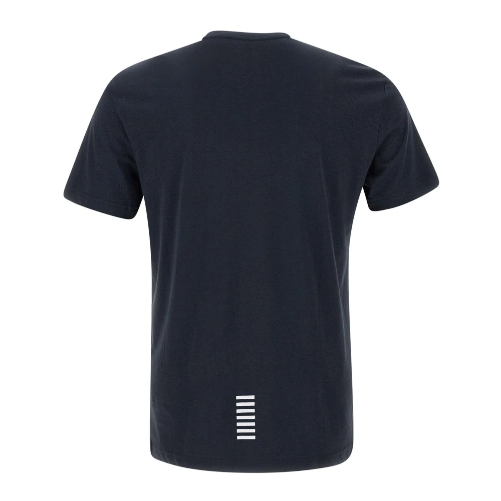 Emporio Armani EA7 Heren Blauw Katoenen T-shirt met Logo Print Blue Heren