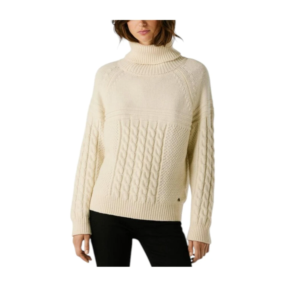 Pepe Jeans Women's Beige Timeless High Neck White Jumper - Turtlenecks - Xs - Knitwear