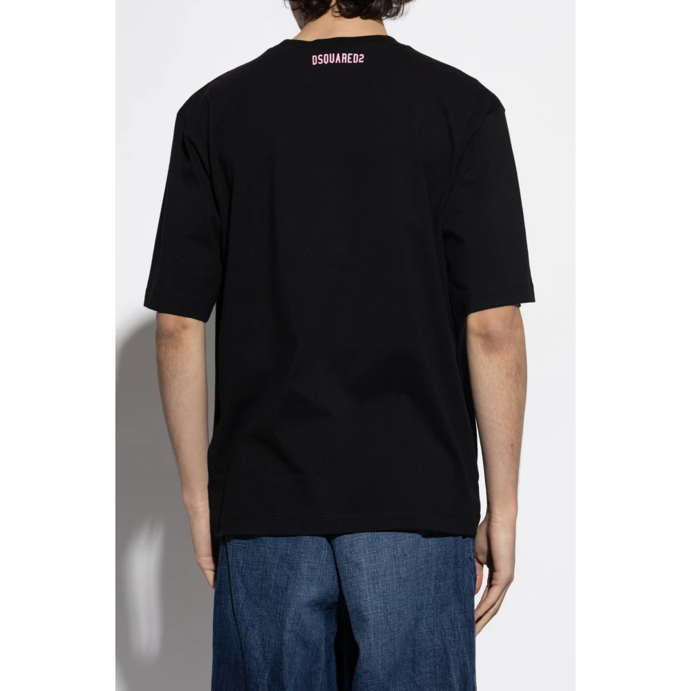 Dsquared2 T-shirt met applicatie Black Heren