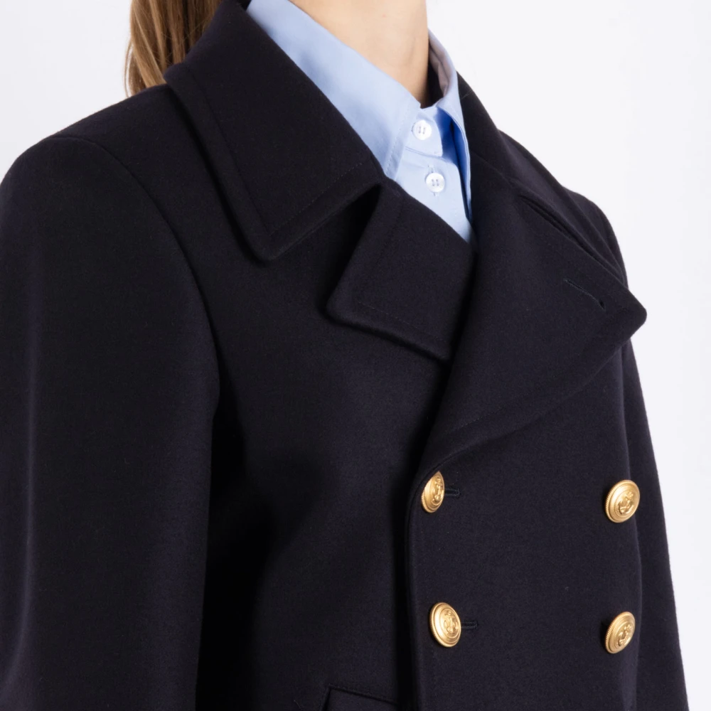 Seafarer Blauwe Wol Kasjmier Jas Blue Dames