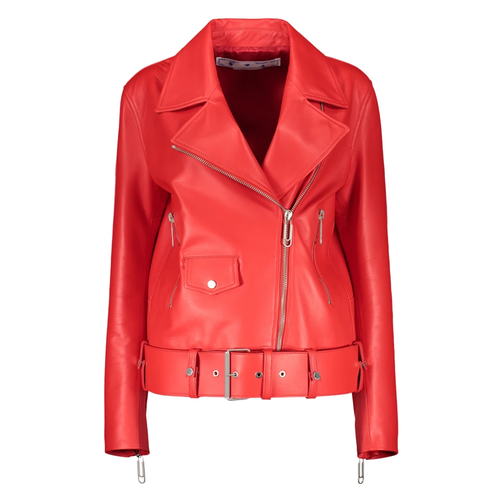 Jackets > Leather Jackets - - Off White - Modalova