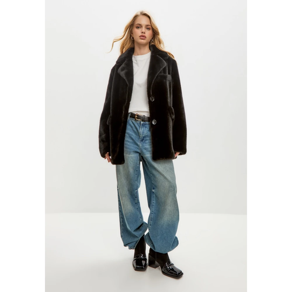 Cesare Gaspari Faux Fur & Shearling Jackets Black Dames