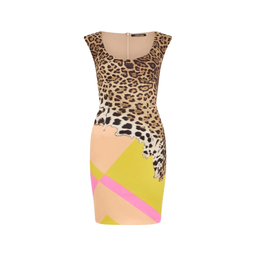 Roberto Cavalli Multicolor Mini Dress With Cavalli Pop Print - Female - Short Dresses - Xl - Dresses