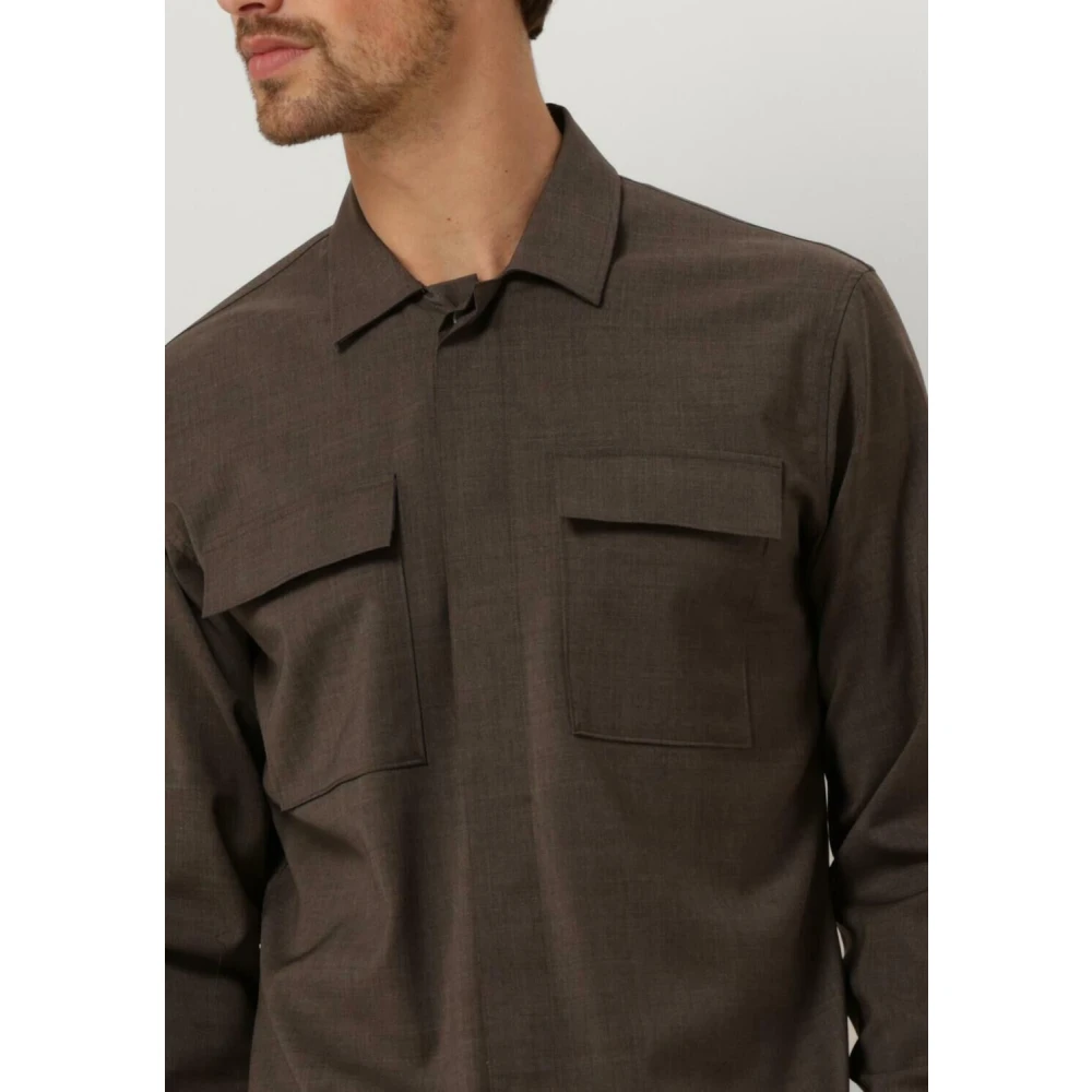 Gentiluomo Taupe Overshirt Klassieke Stijl Brown Heren