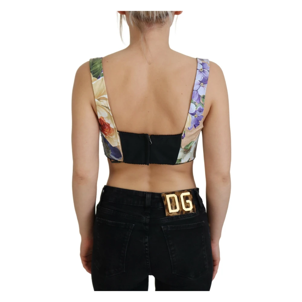 Dolce & Gabbana Bloemen Bustier-Crop-Top met Italiaans vakmanschap Multicolor Dames