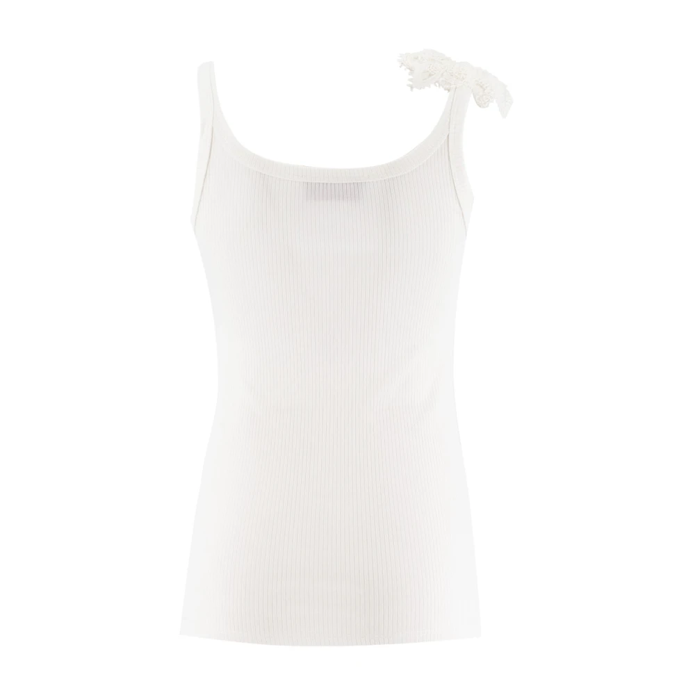Ermanno Scervino Bloemenkant Applique Slim Fit Top White Dames