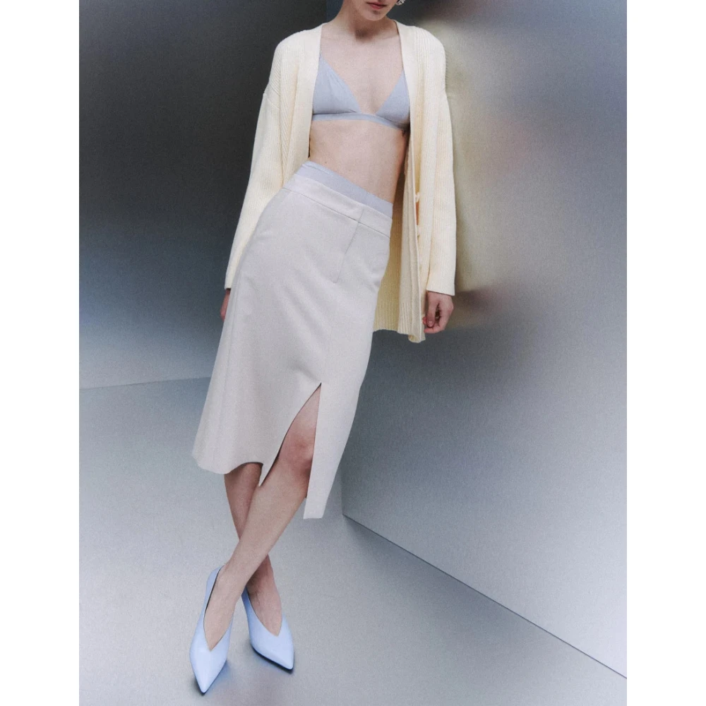 PATRIZIA PEPE Midi Rok Onder de Knie Beige Dames