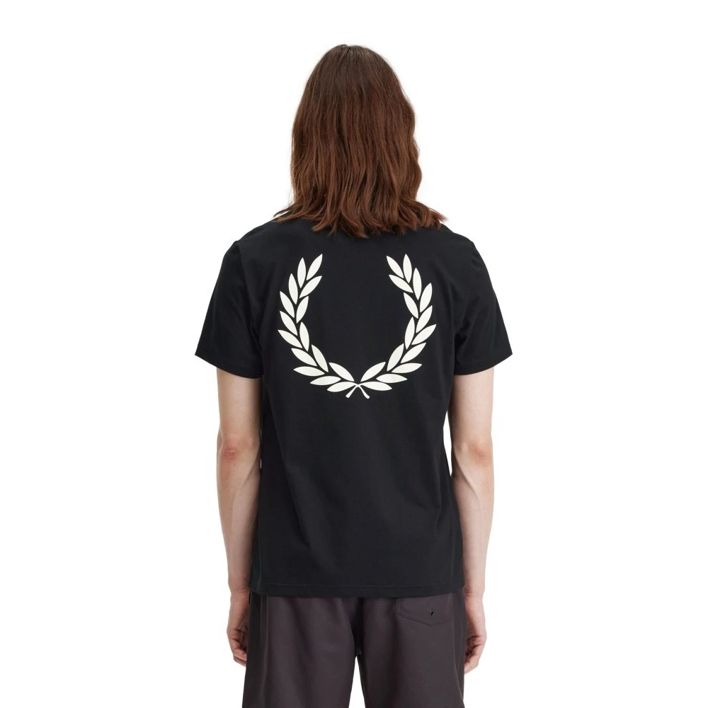 Fred Perry Zwarte grafische T-shirt met Laurel Design Black Heren