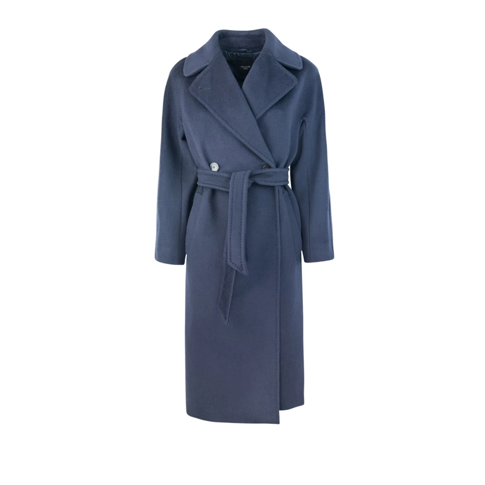 Max Mara Blauwe wollen jas met dubbele rij knopen Blue Dames