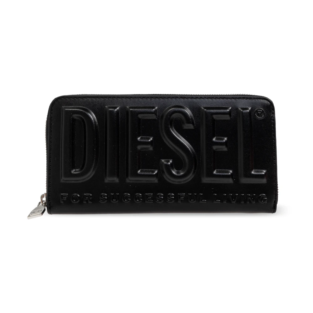 Diesel Portemonnee met 3D -Continenta logo Black Dames