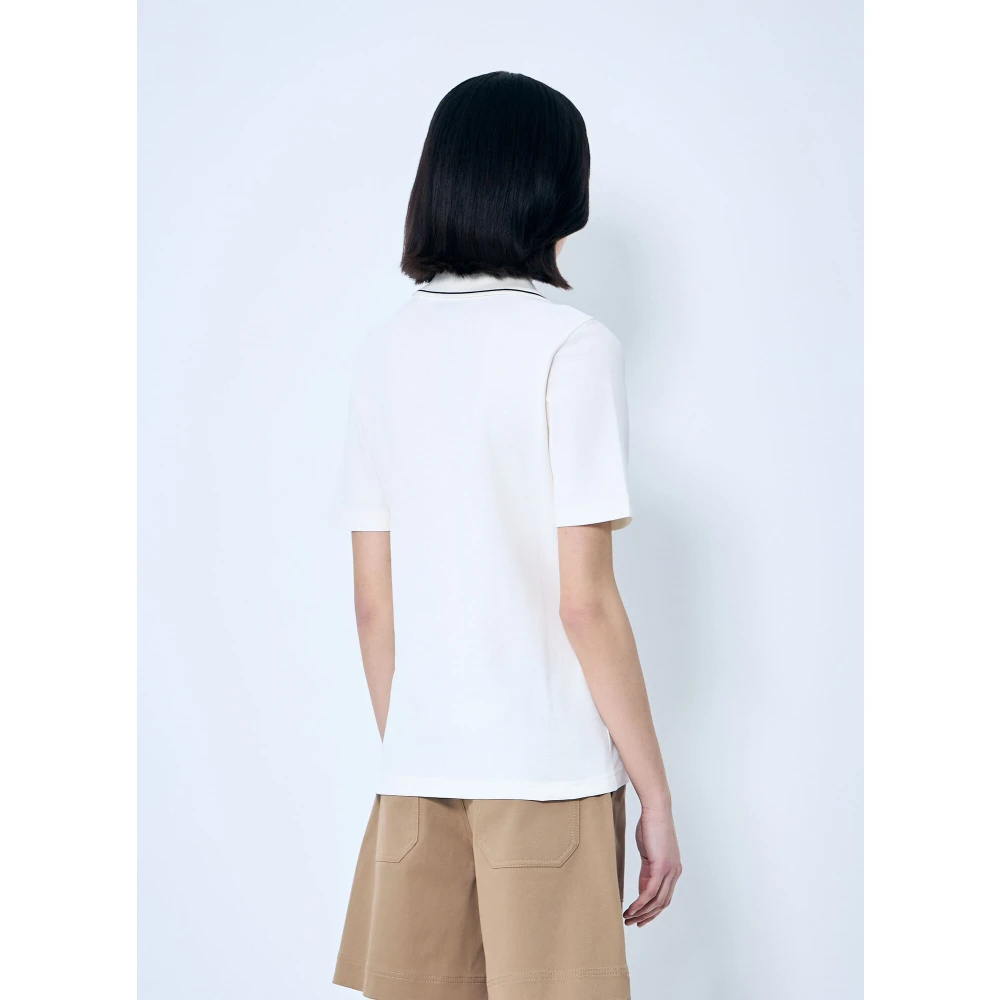 Moncler Logo Patch Polo Shirt White Dames