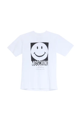 Smiley® Grafiskt Tryck Vit Bomulls T-shirt