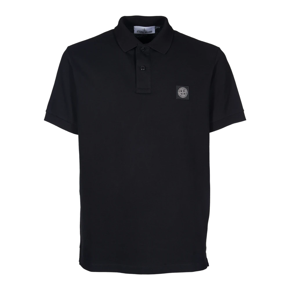 Stone Island Zwarte Organisch Katoenen Poloshirt Black Heren