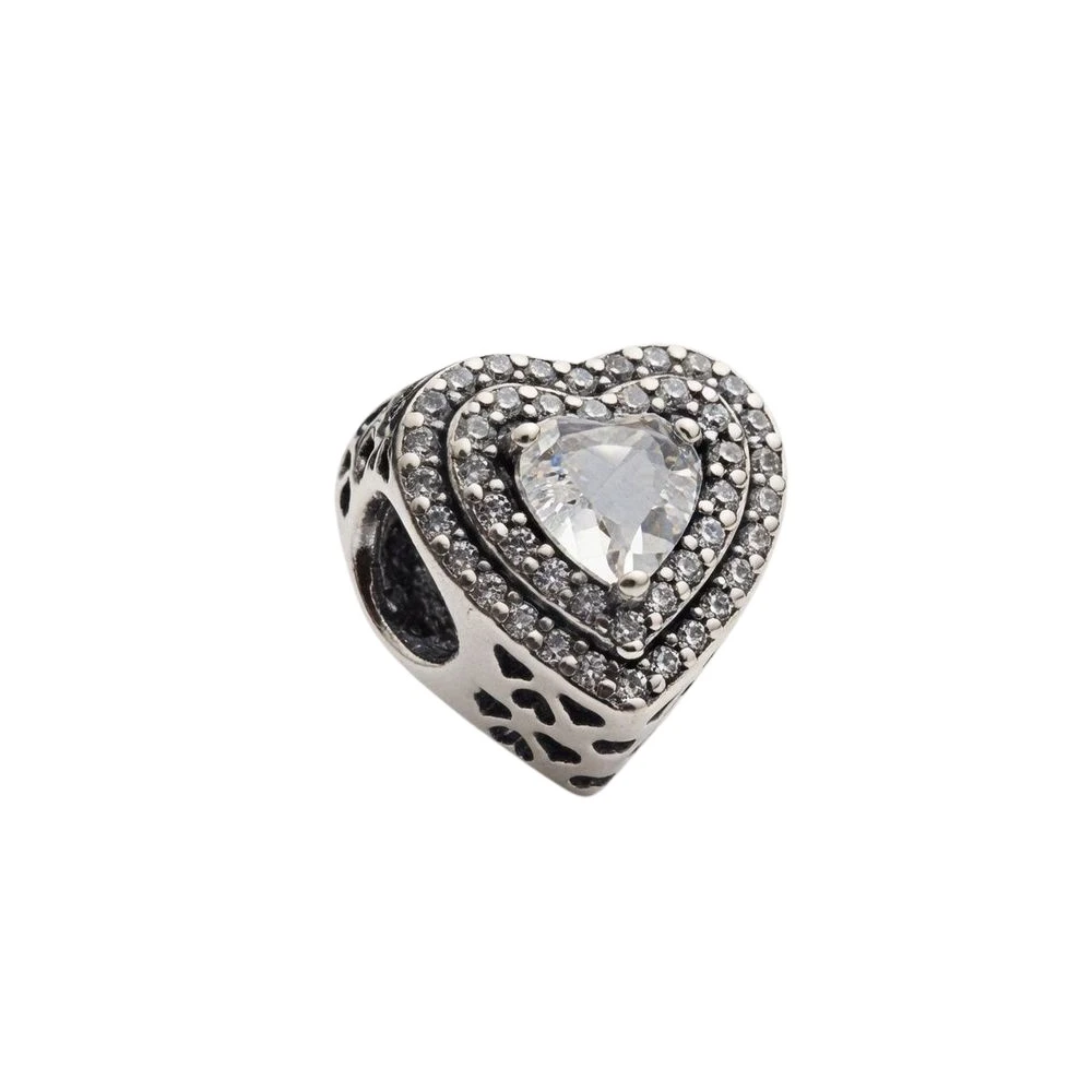 Pandora Gray Jewellery, Female, One Size, Sparkling Levelled Hearts Charm