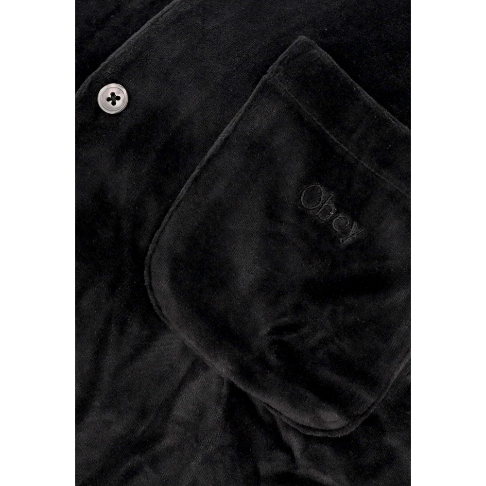 Obey Fluwelen Knoopshirt Zwart Black Heren