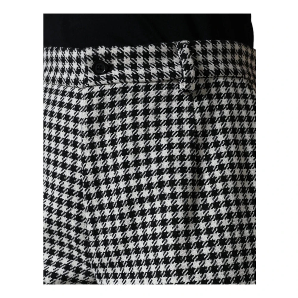 Dolce & Gabbana Houndstooth Wijde Pijp Broek Rits Sluiting Multicolor Dames