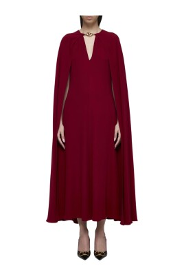 red-v-neck-midi-dress