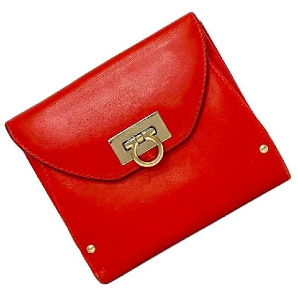 Salvatore Ferragamo Pre-owned Leather wallets Red Dames