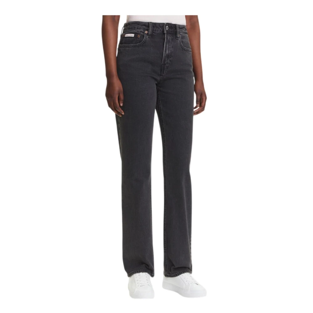 Calvin Klein Women's Gray Straight Fit Jeans, W28, High Rise Straight Jeans
