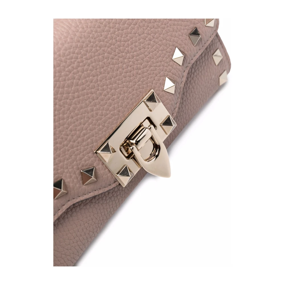 Valentino Garavani Studded Leren Ketting Portemonnee Tas Pink Dames