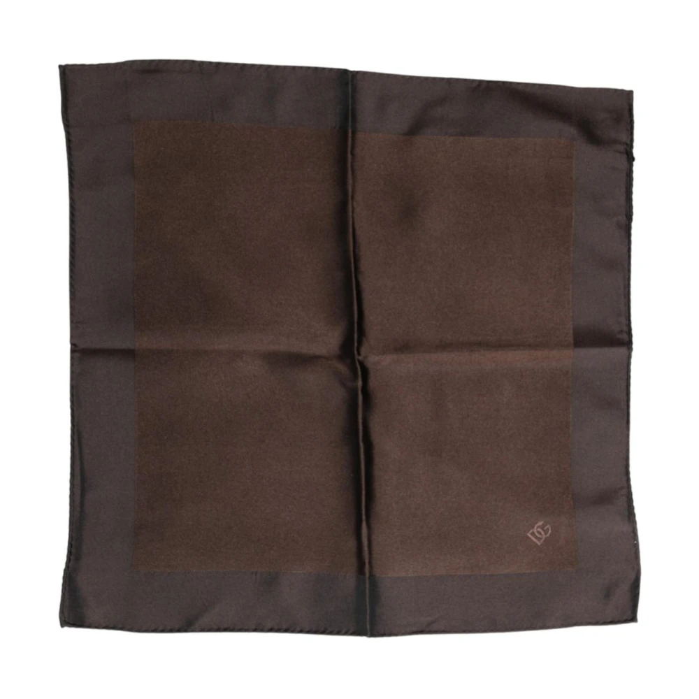 Dolce & Gabbana Men's Brown Silk Scarves, One Size, Logo Silk Square Handkerchief Scarf
