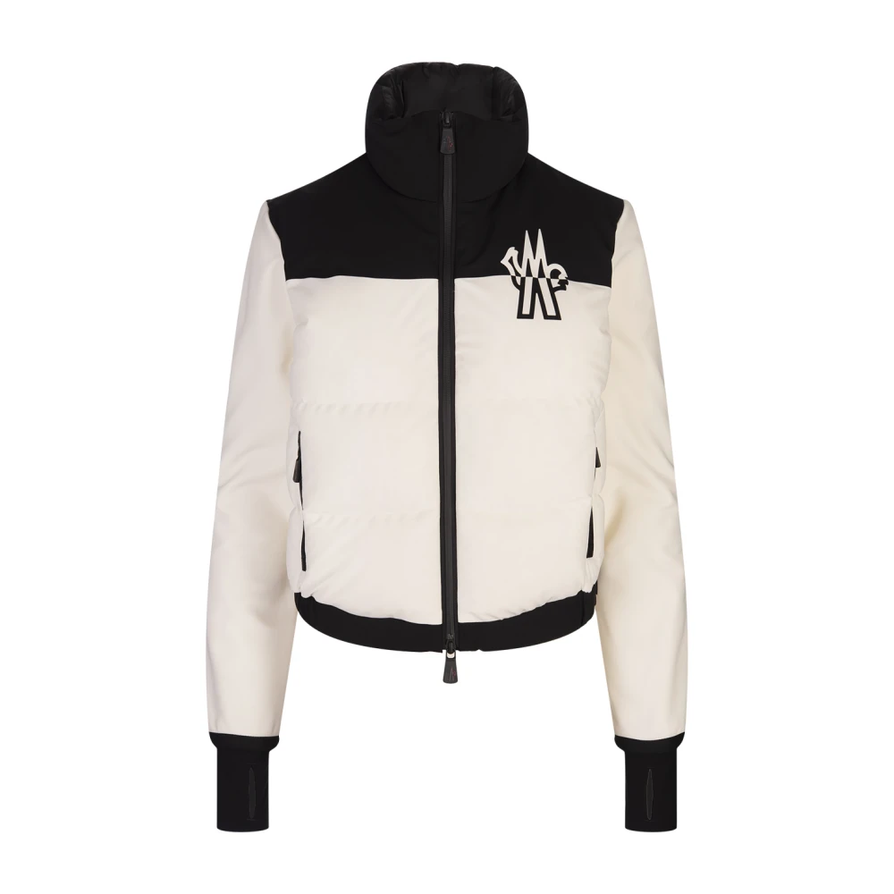 Moncler Tweekleurige Gewatteerde Cardigan Gewatteerd Nylon White Dames