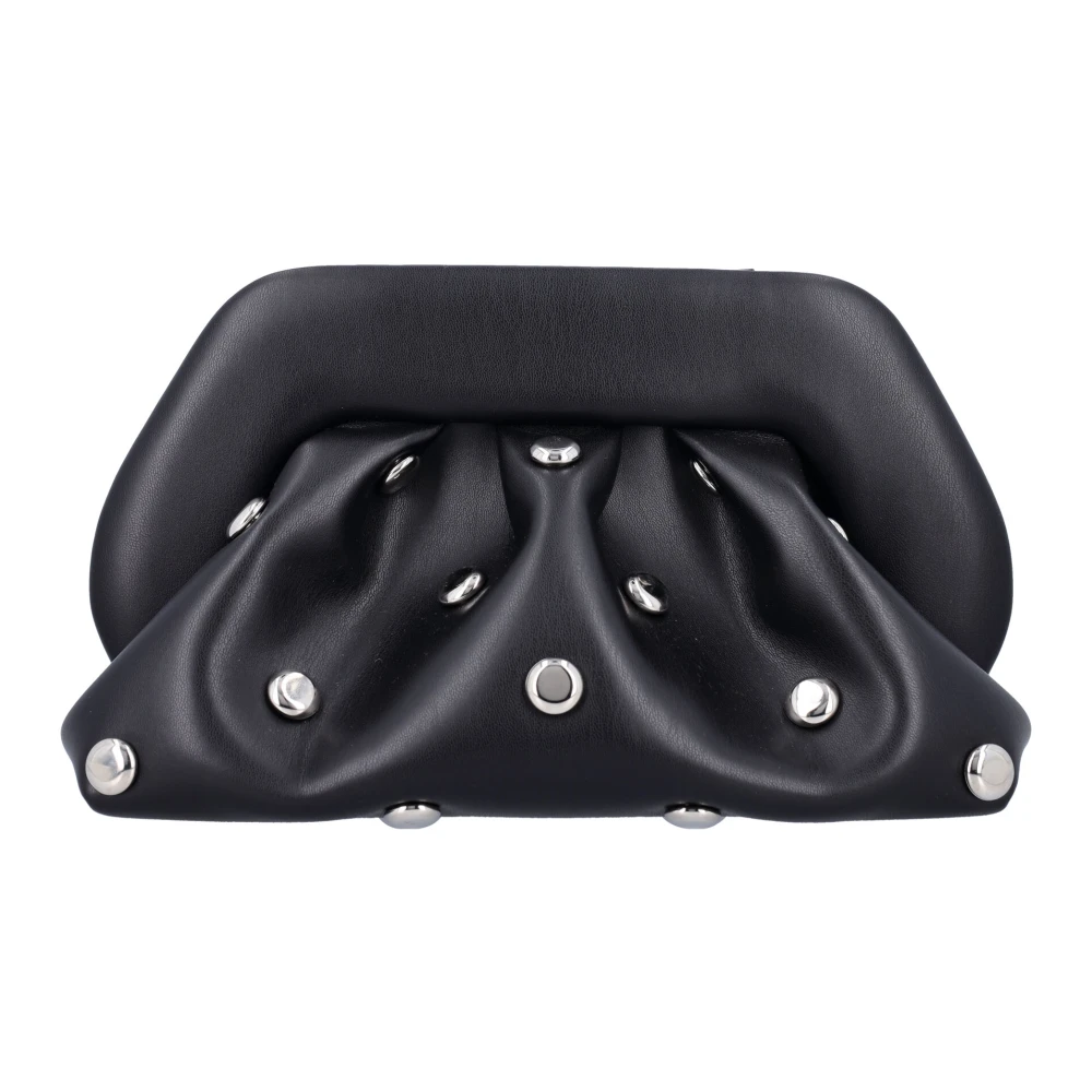 THEMOIRè Zwarte Eco Lederen Kralen Clutch Black Dames