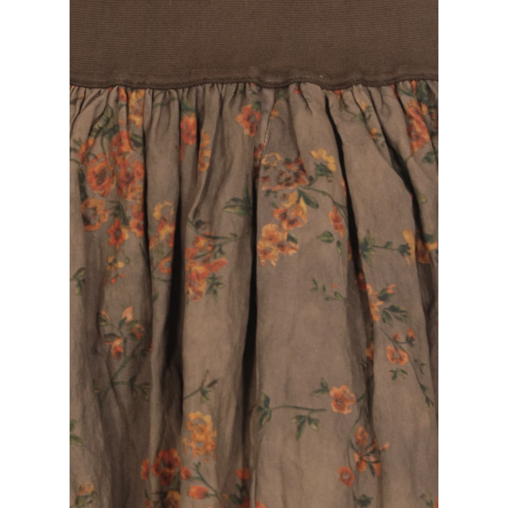 UMA Wang Groene Bloemenprint Elastische Taille Rok Green Dames