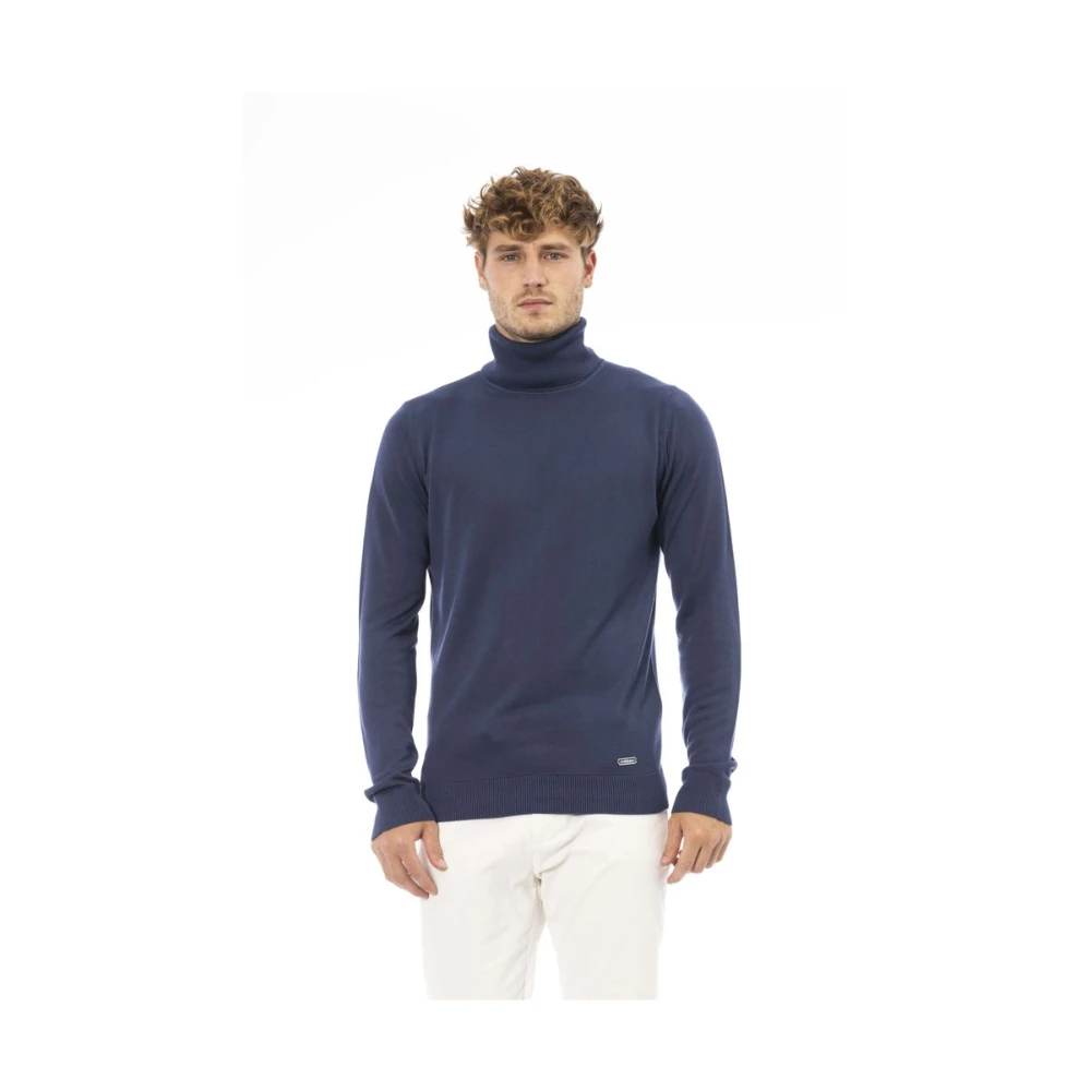 Baldinini Blauwe Turtleneck Sweater Blue Heren