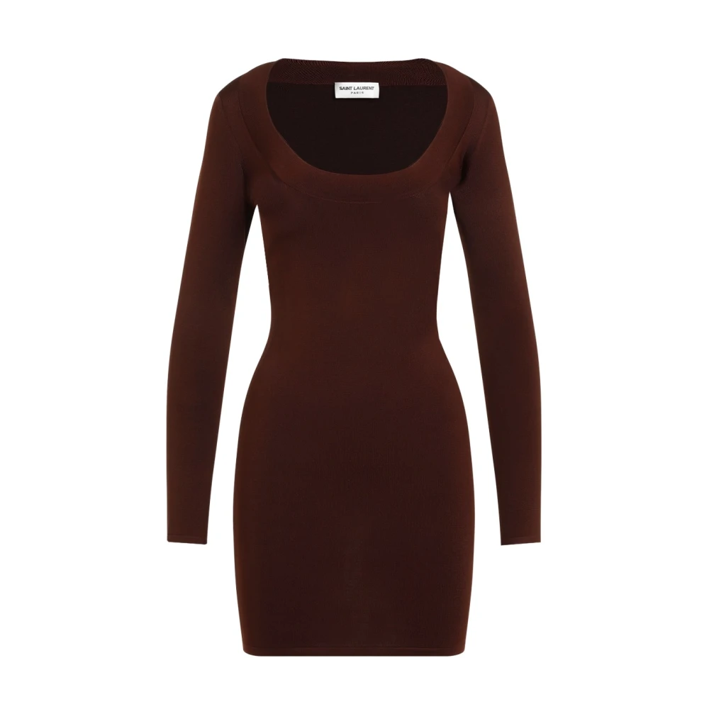 Saint Laurent Chocolat Mini Jurk Brown Dames