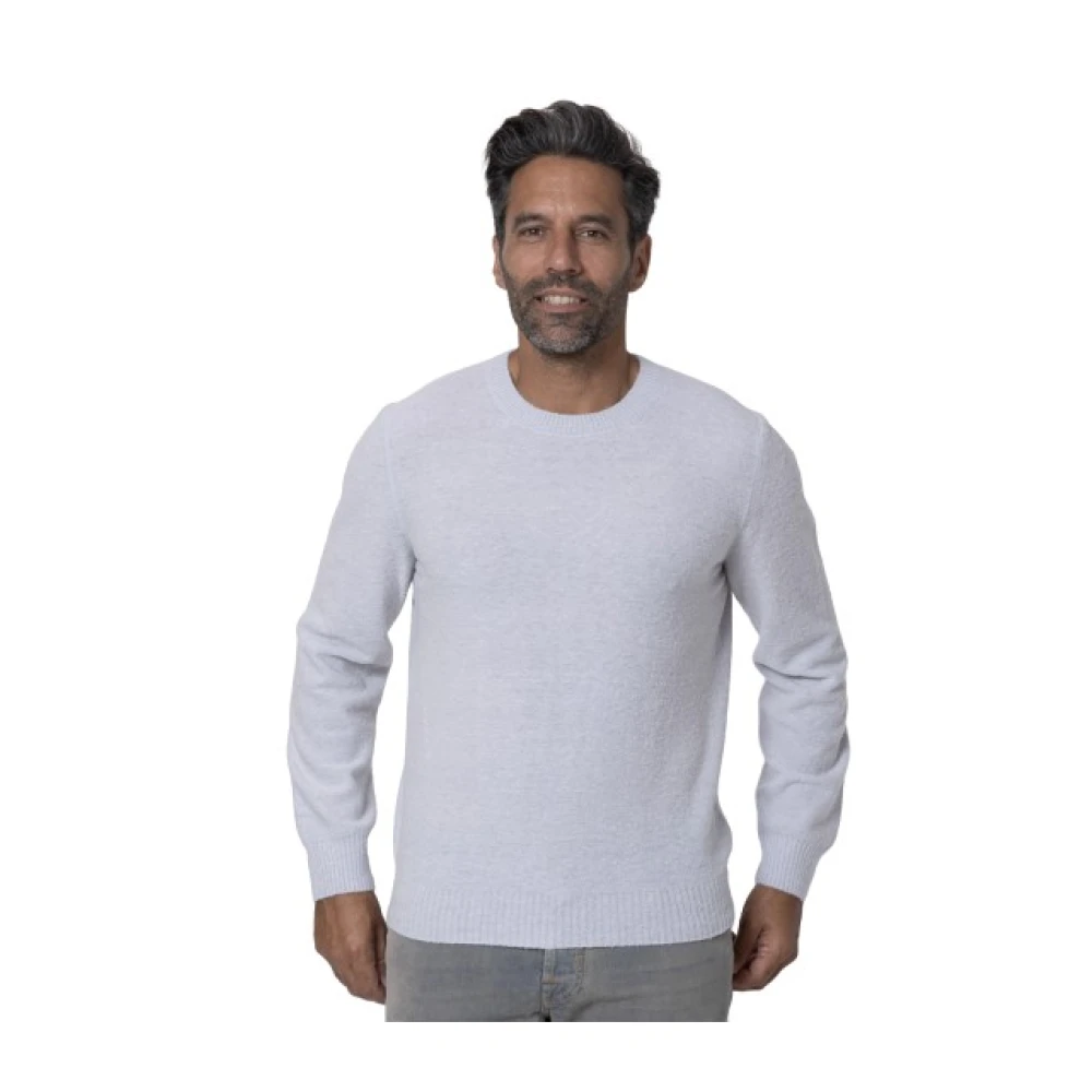 Gran Sasso Lichtgrijze Bouclé Trui met Ronde Hals Gray Heren