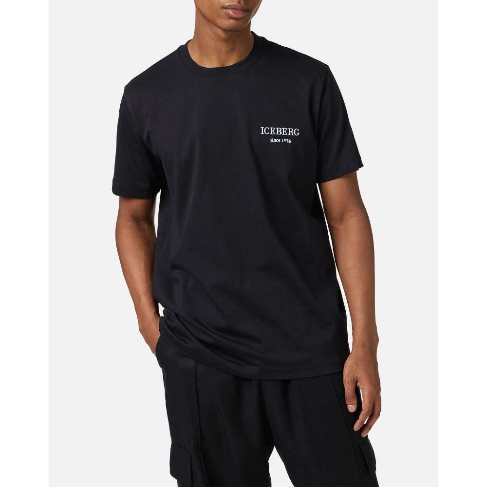 Iceberg Zwart klassiek regular fit jersey T-shirt Black Heren