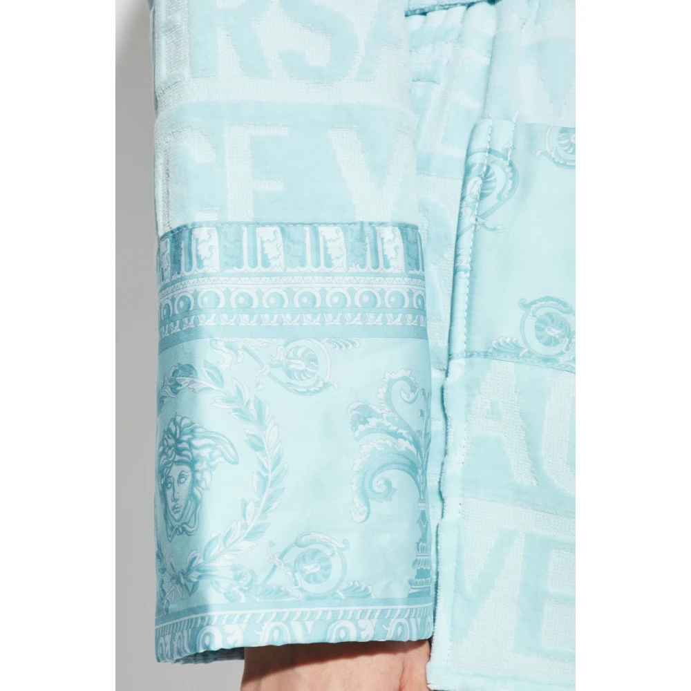 Versace Katoenen badjas met riem Blue Heren