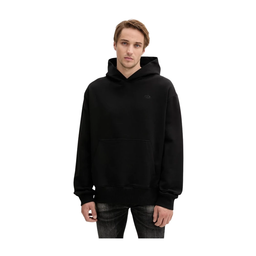 Diesel Nero Uomo - Hoodie Con Ricamo Logo - Felpe Piccolo - Immagine 3