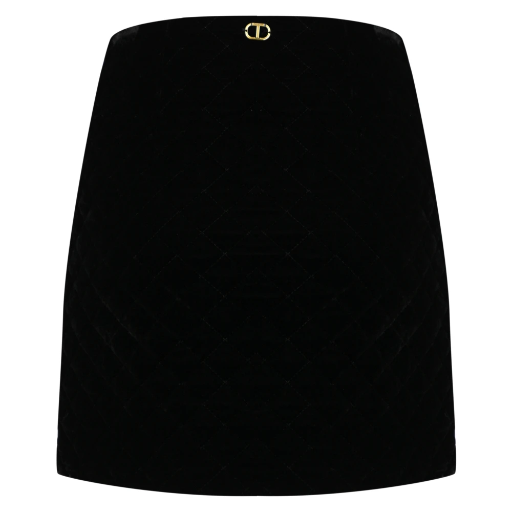 Twinset Fluwelen Gewatteerde Rok Zwart Black Dames