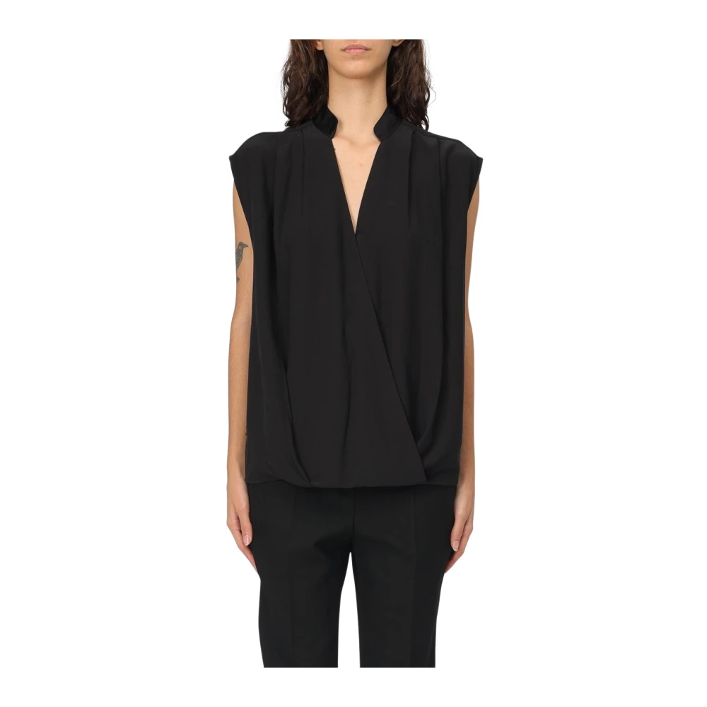 Hugo Women's Black Elegant Wrap Blouse Top