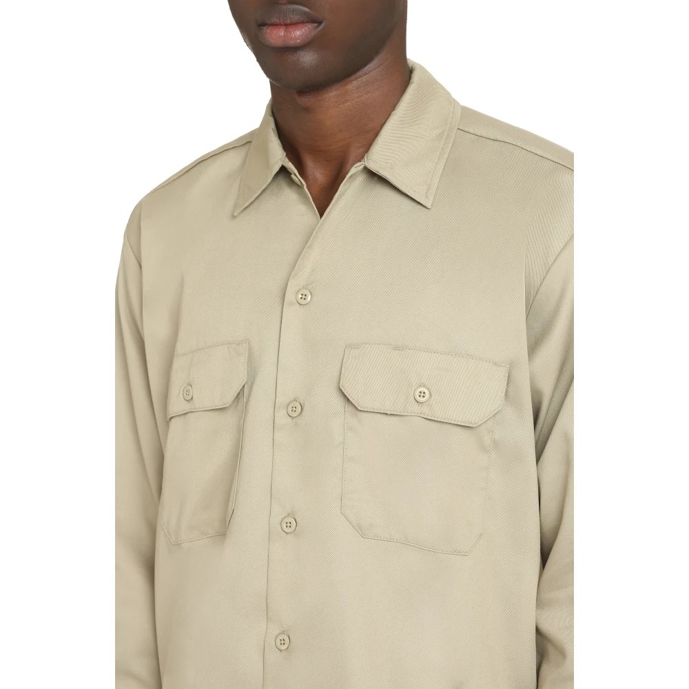 Dickies Katoenmix Lange Mouw Shirt Beige Heren