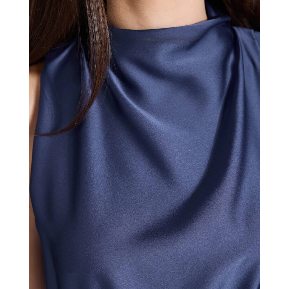Swing Satijnen Midi Jurk Blue Dames